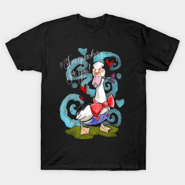 Quackers for you white text T-Shirt by Jurassic Ink